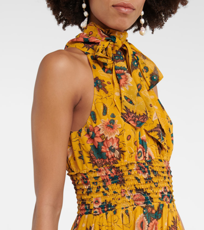 Shop Ulla Johnson Maya Floral Silk Chiffon Midi Dress In Waterlily