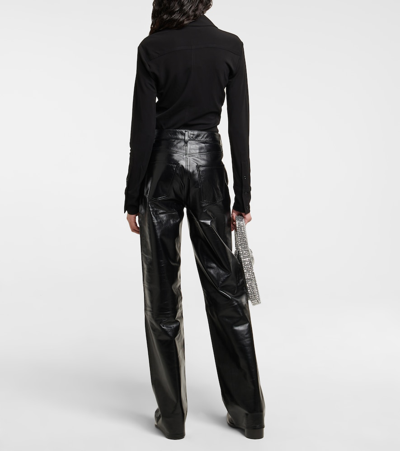 Shop Citizens Of Humanity Paloma High-rise Wide-leg Leather Pants In Black