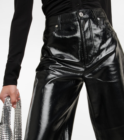 Shop Citizens Of Humanity Paloma High-rise Wide-leg Leather Pants In Black