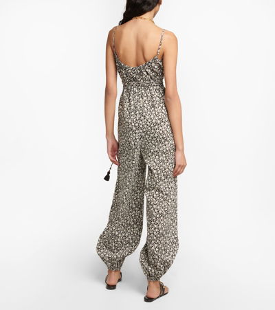 Shop Tory Burch Floral Voile Jumpsuit In Black Tonal Ditsy