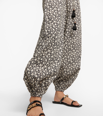 Shop Tory Burch Floral Voile Jumpsuit In Black Tonal Ditsy