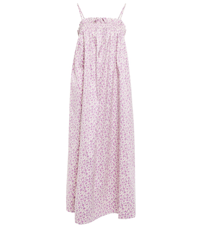 Shop Tory Burch Floral Printed Midi Dress In Pink Tonal Ditsy