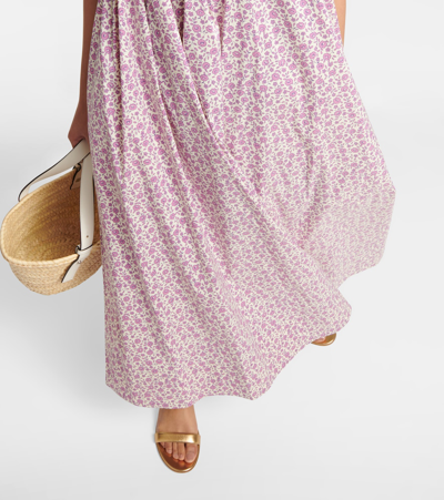 Shop Tory Burch Floral Printed Midi Dress In Pink Tonal Ditsy