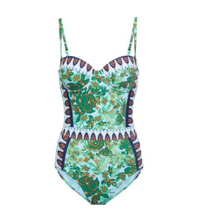 Tory Burch Lipsi Printed One-piece Swimsuit In Green Rayure Fleurie |  ModeSens