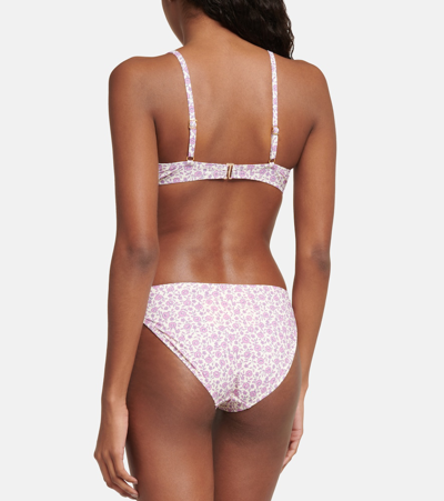 Shop Tory Burch Floral Low-rise Bikini Bottoms In Pink Tonal Ditsy