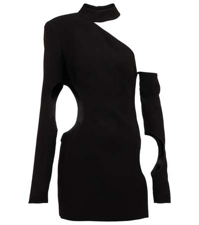 Shop Monot Mônot Asymmetric Cutout Minidress In Black