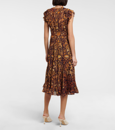 Shop Ulla Johnson Samara Printed Chiffon Midi Dress In Celestial