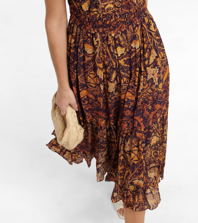 Shop Ulla Johnson Samara Printed Chiffon Midi Dress In Celestial