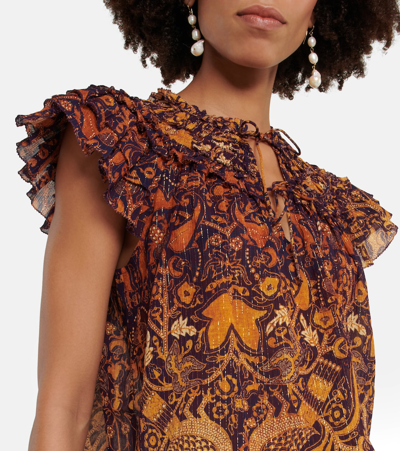 Shop Ulla Johnson Signe Ruffle-trimmed Chiffon Top In Brown