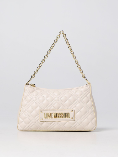 Shop Love Moschino Bag In Quilted Synthetic Leather In Ivory