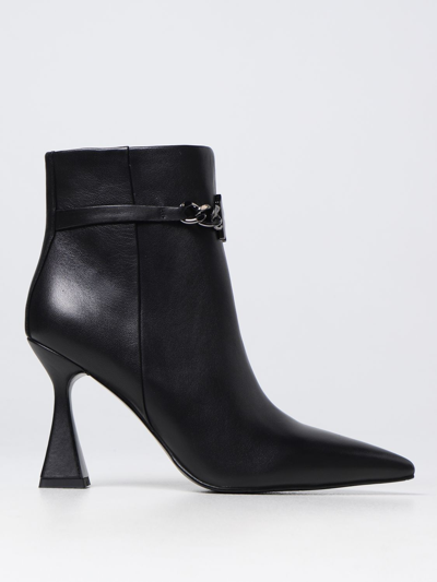 Karl Lagerfeld Monogram Chain-link Boots In Black