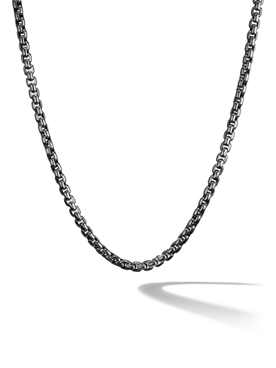 Shop David Yurman Sterling Silver Box Chain Necklace In Black