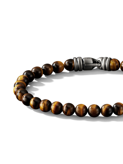 David Yurman Tiger Eye Beaded Bracelet In Brown
