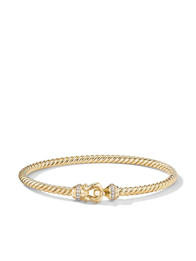 Shop David Yurman 18kt Yellow Gold Buckle Diamond Bracelet