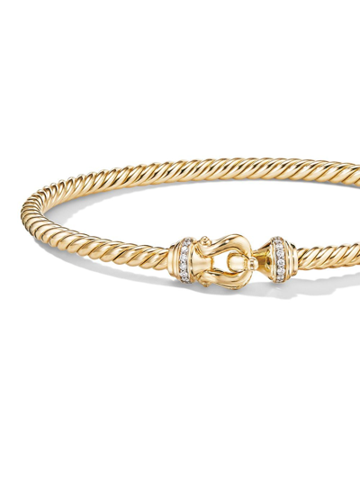 Shop David Yurman 18kt Yellow Gold Buckle Diamond Bracelet