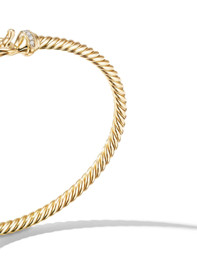 Shop David Yurman 18kt Yellow Gold Buckle Diamond Bracelet