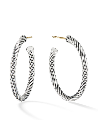 Shop David Yurman Sterling Silver Cable Hoop Earrings