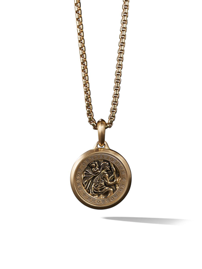 David Yurman 18kt Yellow Gold St. Christopher Amulet Pendant Necklace In Gold