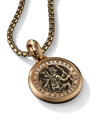 David Yurman 18kt Yellow Gold St. Christopher Amulet Pendant Necklace In Gold