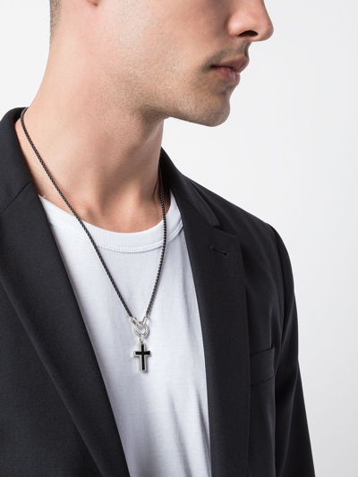David Yurman Exotic Stone Cross With Black Onyx In Black