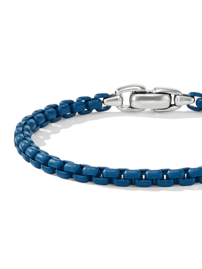 Shop David Yurman Sterling Silver Box Chain Bracelet In Blue