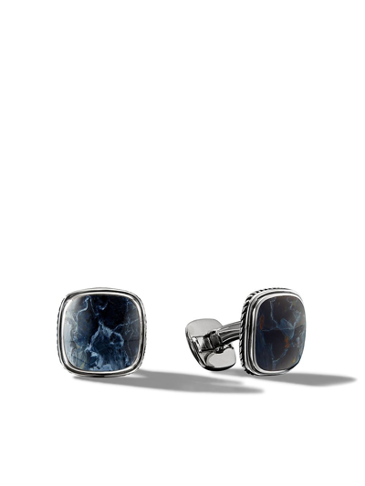 David Yurman Sterling Silver Exotic Stone Pietersite Cufflinks In Silver
