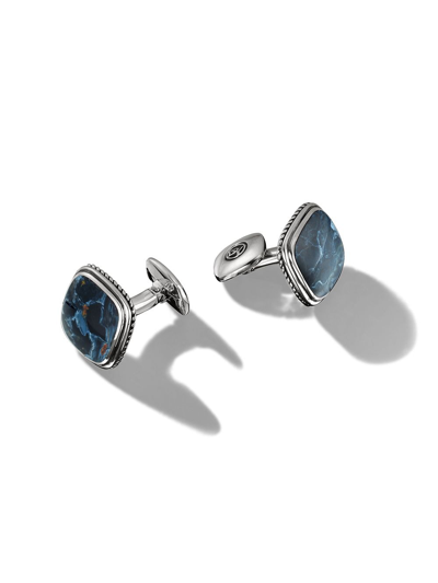 David Yurman Sterling Silver Exotic Stone Pietersite Cufflinks In Silver