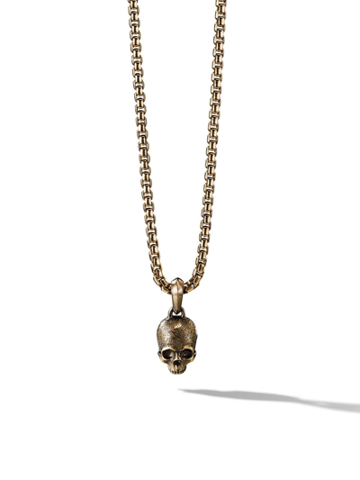 Shop David Yurman 18kt Yellow Gold Memento Mori Skull Amulet