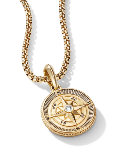 David Yurman 18k Yellow Gold Maritime Compass Amulet With Diamond In Gold