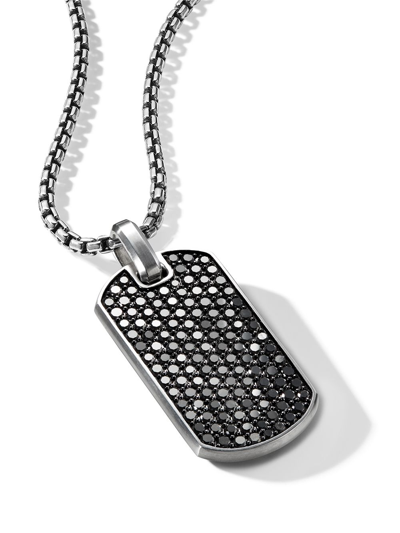 David Yurman Streamline Tag Pendant With Pave Black Diamonds In Silver