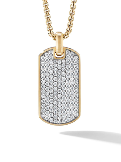 David Yurman The Pavé Collection 18k Yellow Gold & Pavé Diamond Dog Tag Pendant In Gold