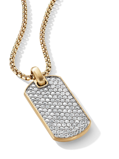 David Yurman The Pavé Collection 18k Yellow Gold & Pavé Diamond Dog Tag Pendant In Gold