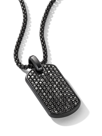 Shop David Yurman Sterling Silver Streamline Diamond Tag In Black