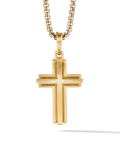 Shop David Yurman 18kt Yellow Gold Deco Cross Pendant