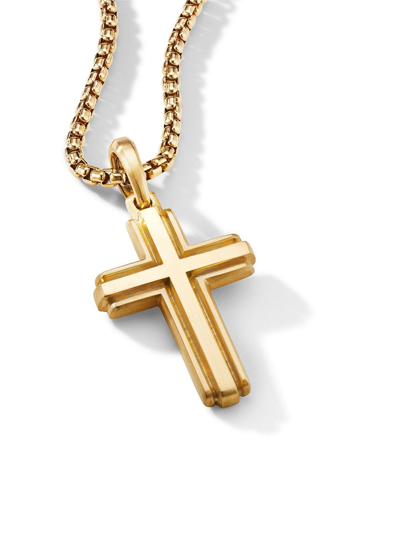 David Yurman Men's Deco Cross Pendant In 18k Yellow Gold In Gold