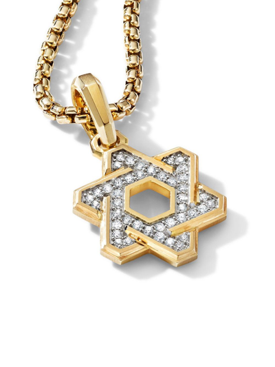 David Yurman 18kt Yellow Gold Deco Star Of David Diamond Pendant In Gold