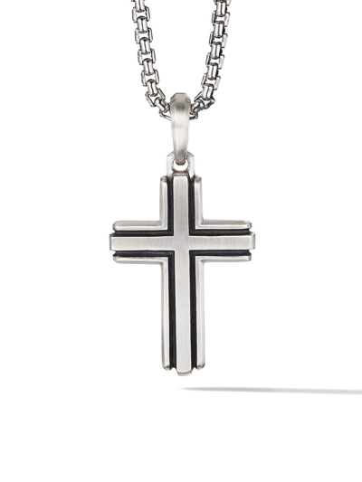David Yurman Sterling Silver Deco Cross Pendant In Silver