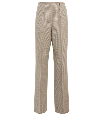 Shop Fendi Houndstooth High-rise Straight Pants In Rogers