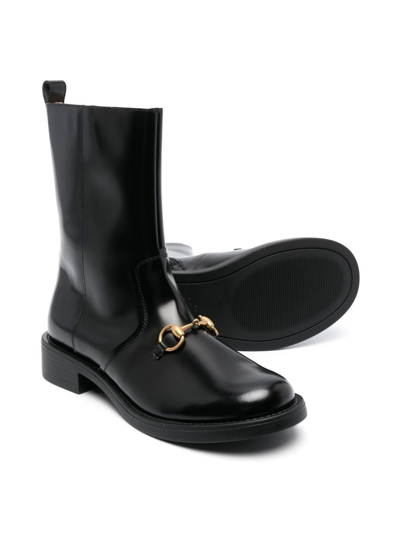 Gucci Signature Horsebit-detail Leather Boots In Black