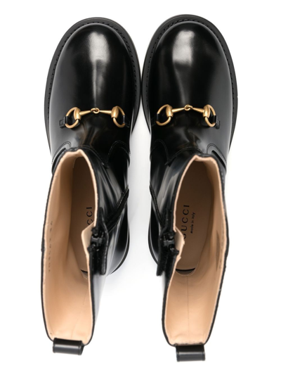 Gucci Signature Horsebit-detail Leather Boots In Black