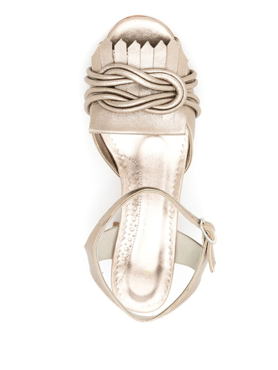 Shop Sarah Chofakian Antonieta 65mm Tassel-embellished Sandals In Metallic