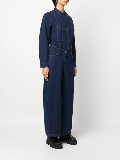 Henrik Vibskov Zip-detail Wide-leg Jumpsuit In Blue