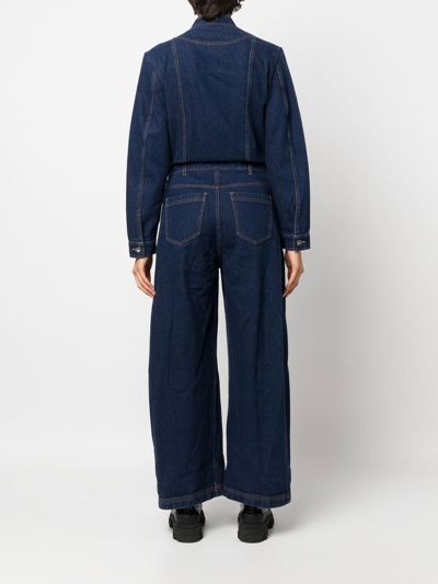 Shop Henrik Vibskov Zip-detail Wide-leg Jumpsuit In Blue