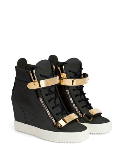 Shop Giuseppe Zanotti Coby 75mm Wedge-heel Sneakers In White