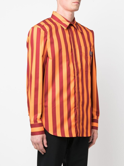 Shop Camper Striped Tie-detail Shirt In Red