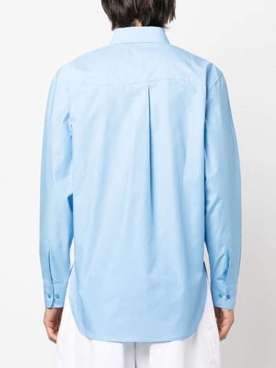 Shop Camper Tie-detail Organic Cotton Shirt In Blue