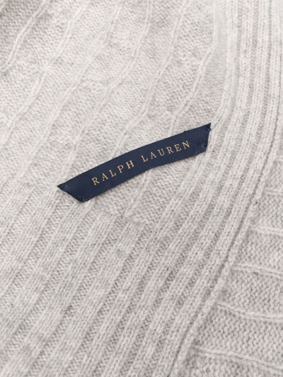 Shop Ralph Lauren Cashmere Cable-knit Blanket In Grey