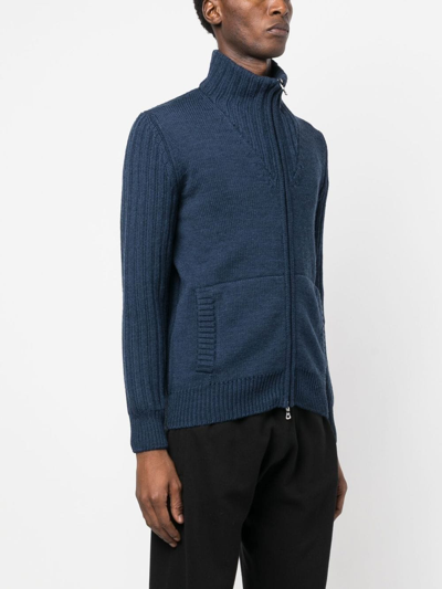 Paul & Shark High-neck Zip-up Cardigan In Blue