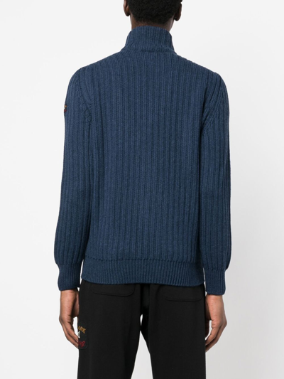 Shop Paul & Shark High-neck Zip-up Cardigan In Blue