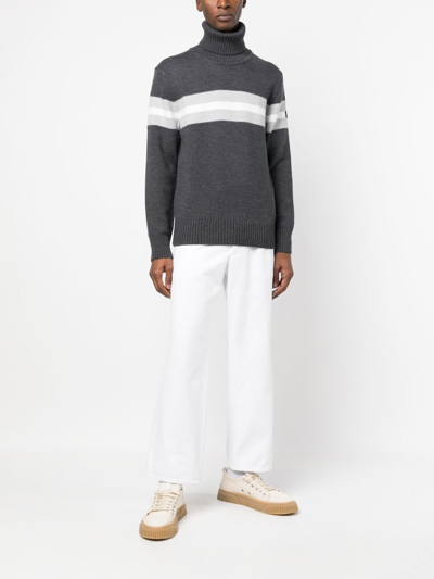 Paul & Shark Striped Roll-neck Jumper In Grey